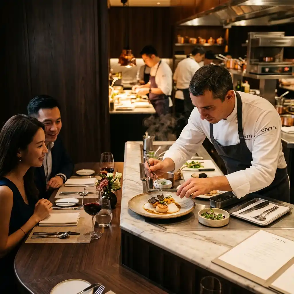 Chef preparing dishes at the most expensive restaurant in Singapore